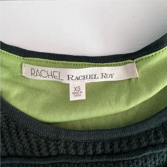 RACHEL Rachel Roy Crochet Knit Overlay Dress in Forest and Lime Green Size XS - Picture 4 of 7